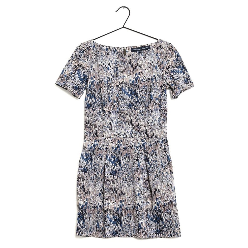French Connection Richie Desert Lily Abstract Print Boatneck A-Line Sheath Dress - Picture 5 of 15